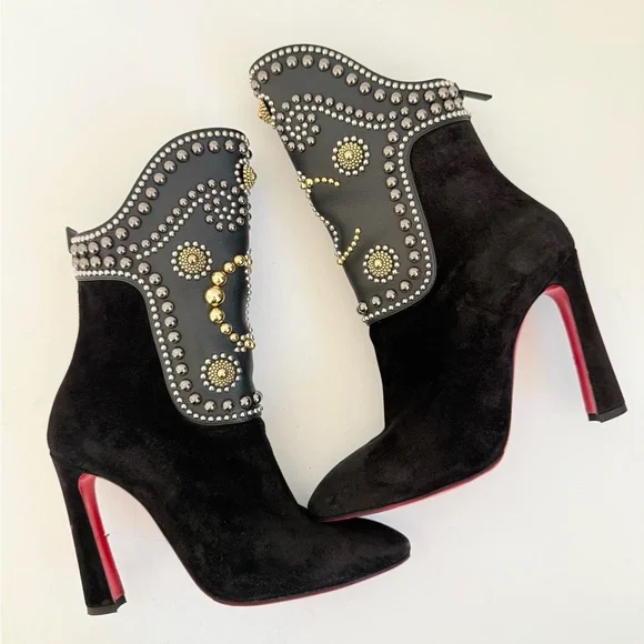 Christian Louboutin Alix Bootic 100 mid calf bootie in Black Suede leather EU37 - Picture 2 of 13